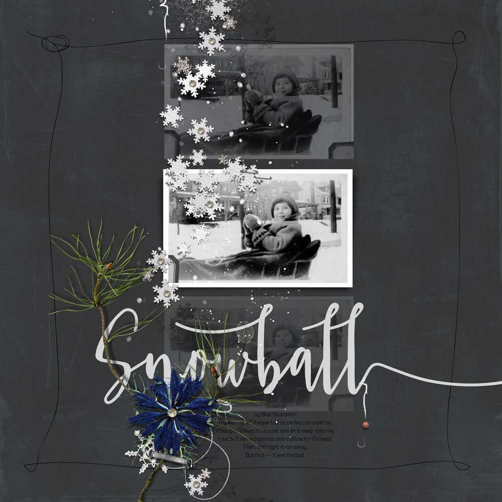 ArtPlay Glacial Collection Snowball Heritage Digital Scrapbook and Photo Artistry Page Inspiration by Adryane