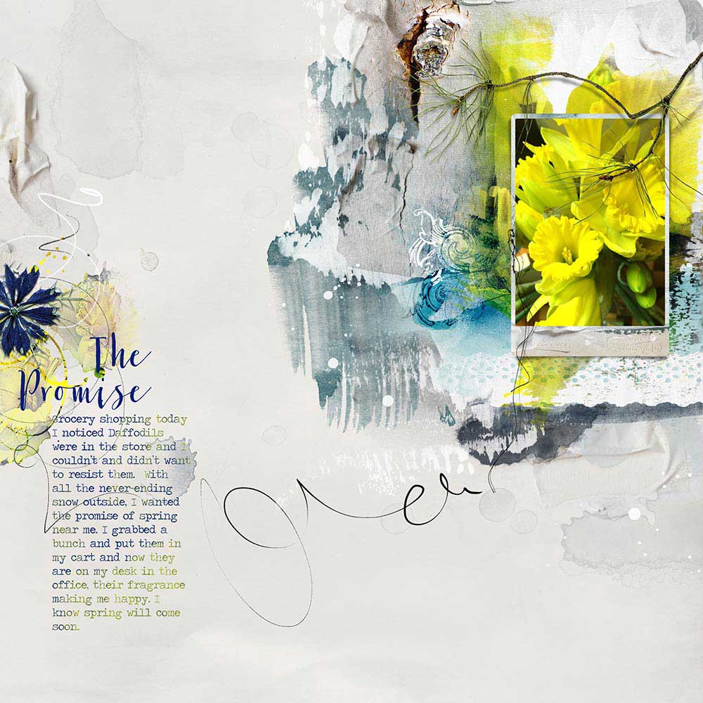 ArtPlay Glacial Collection The Promise Daffodil Digital Scrapbook and Photo Artistry Page Inspiration by Barbara Houston