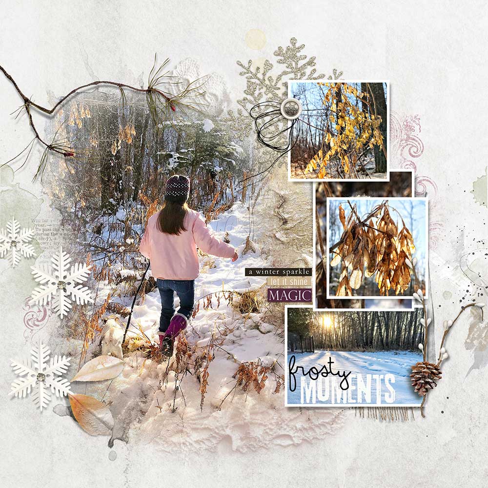 ArtPlay Glacial Collection Winter Light Digital Scrapbook and Photo Artistry Page Inspiration by Heather Prins