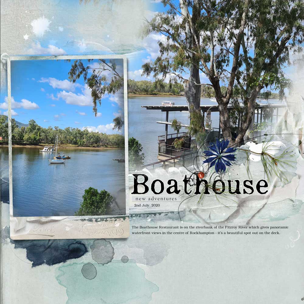 ArtPlay Glacial Collection Boathouse New Adventures Digital Scrapbook and Photo Artistry Page Inspiration by Michelle James