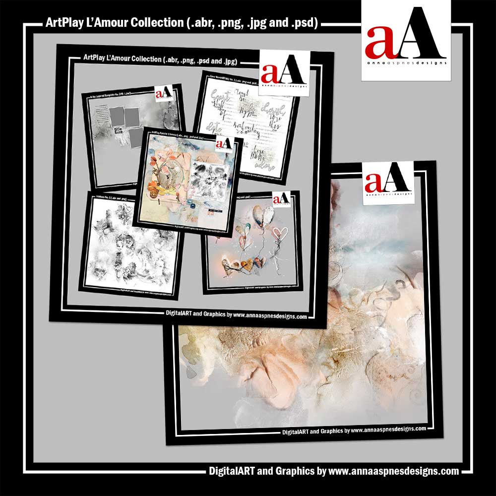 ArtPlay L’Amour Collection Digital Scrapbook and Photo Artistry Supplies and Products by Anna Aspnes Designs