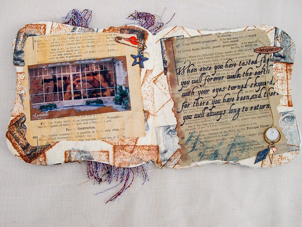 Art Journaling in a Vintage Book