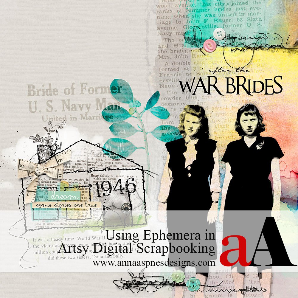 Ephemera in Artsy Digital Scrapbooking