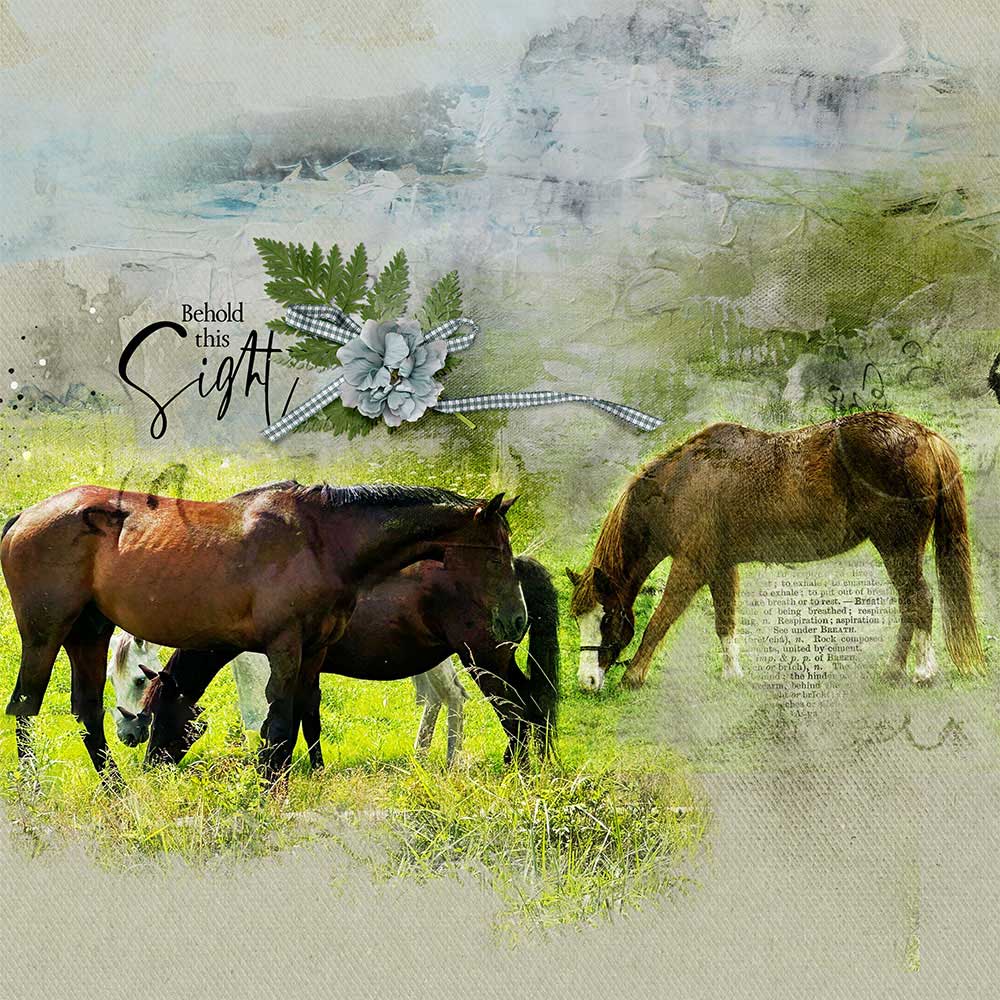 Anna Aspnes Designs ArtPlay Heath Collection Horses Digital Scrapbook and Photo Artistry Page by Joan Robillard