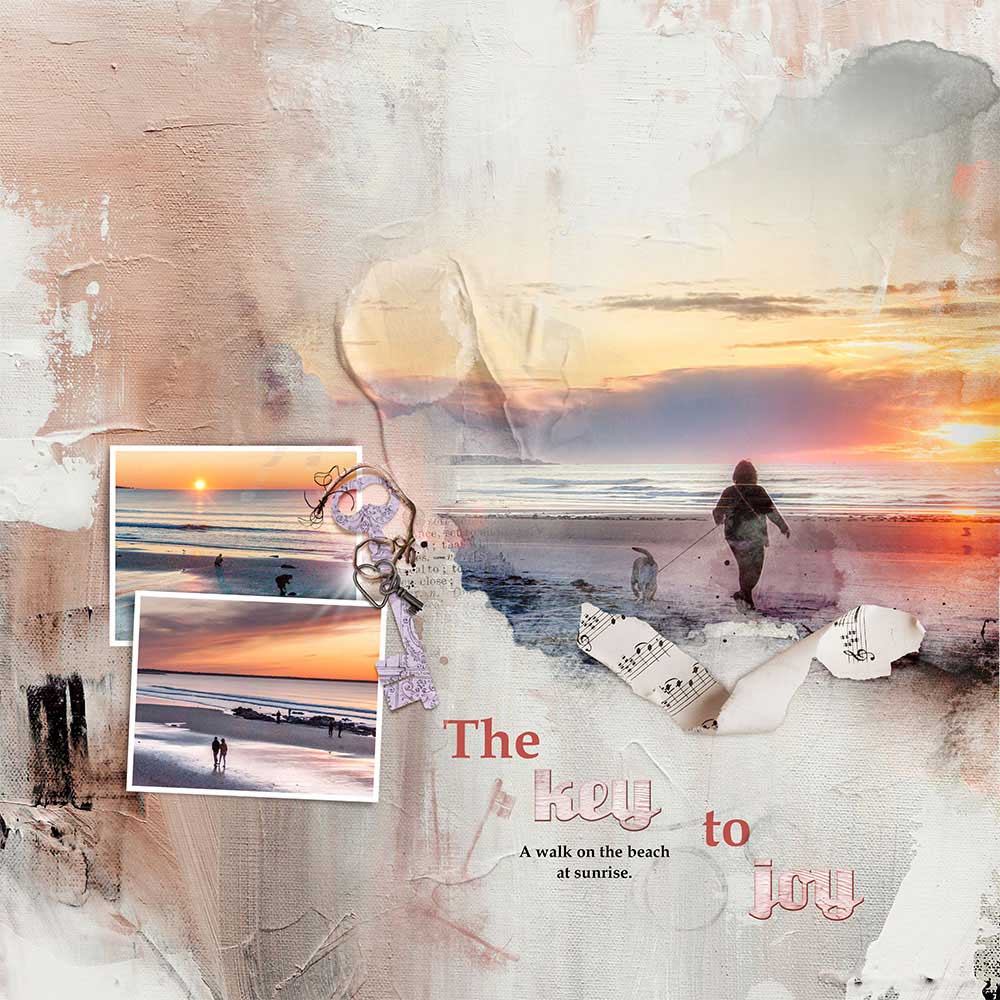 Anna Aspnes Designs ArtPlay Lavaliere Collection Sunrise Landscape Digital Scrapbook and Photo Artistry Page by Joan Robillard