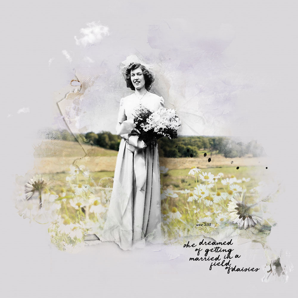 Anna Aspnes Designs ArtPlay Scenic Collection The Bride Heritage Digital Scrapbook and Photo Artistry Page Inspiration by Adryane