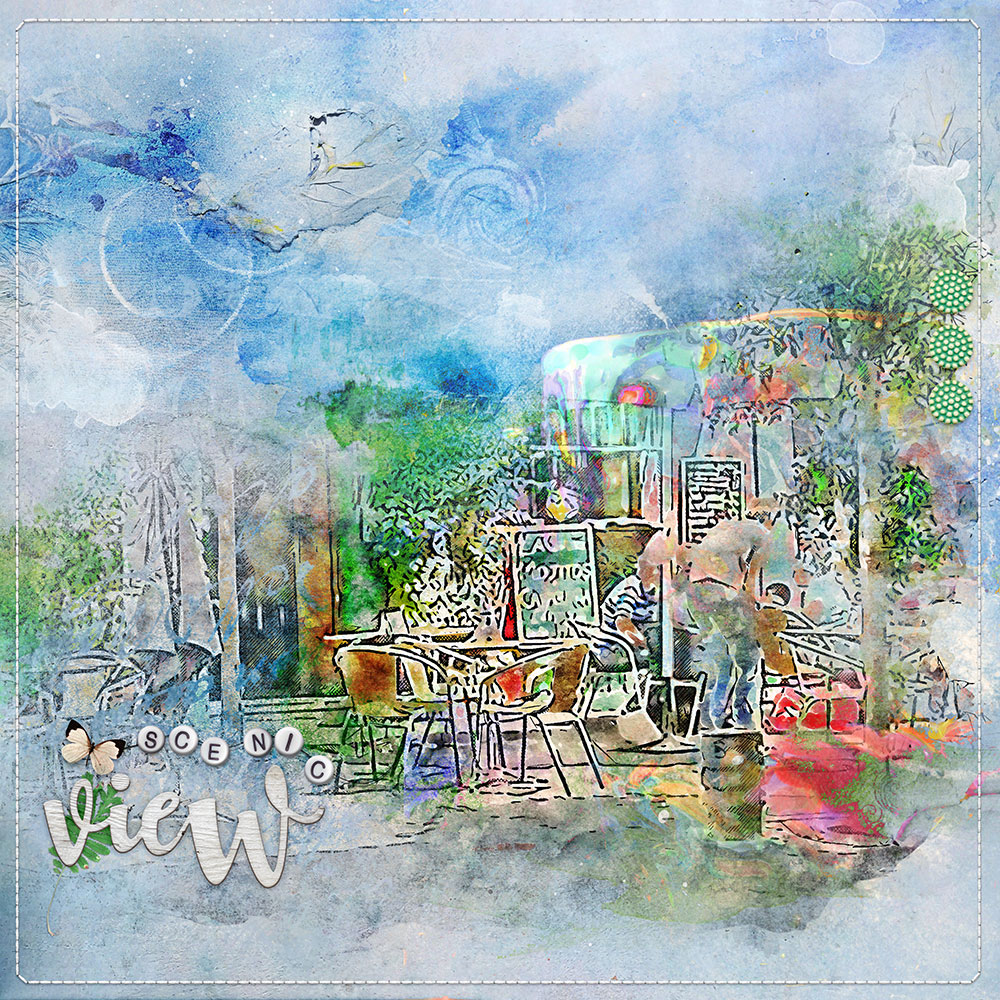 Anna Aspnes Designs ArtPlay Scenic Collection View Digital Scrapbook and Photo Artistry Page Inspiration by Ulla-May Berndtsson