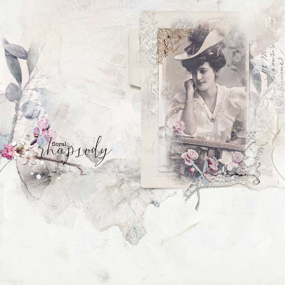 Anna Aspnes Designs ArtPlay Sashay Collection Spring Plume and Lace Heritage Digital Scrapbook and Photo Artistry Page by Beverly Cazzell