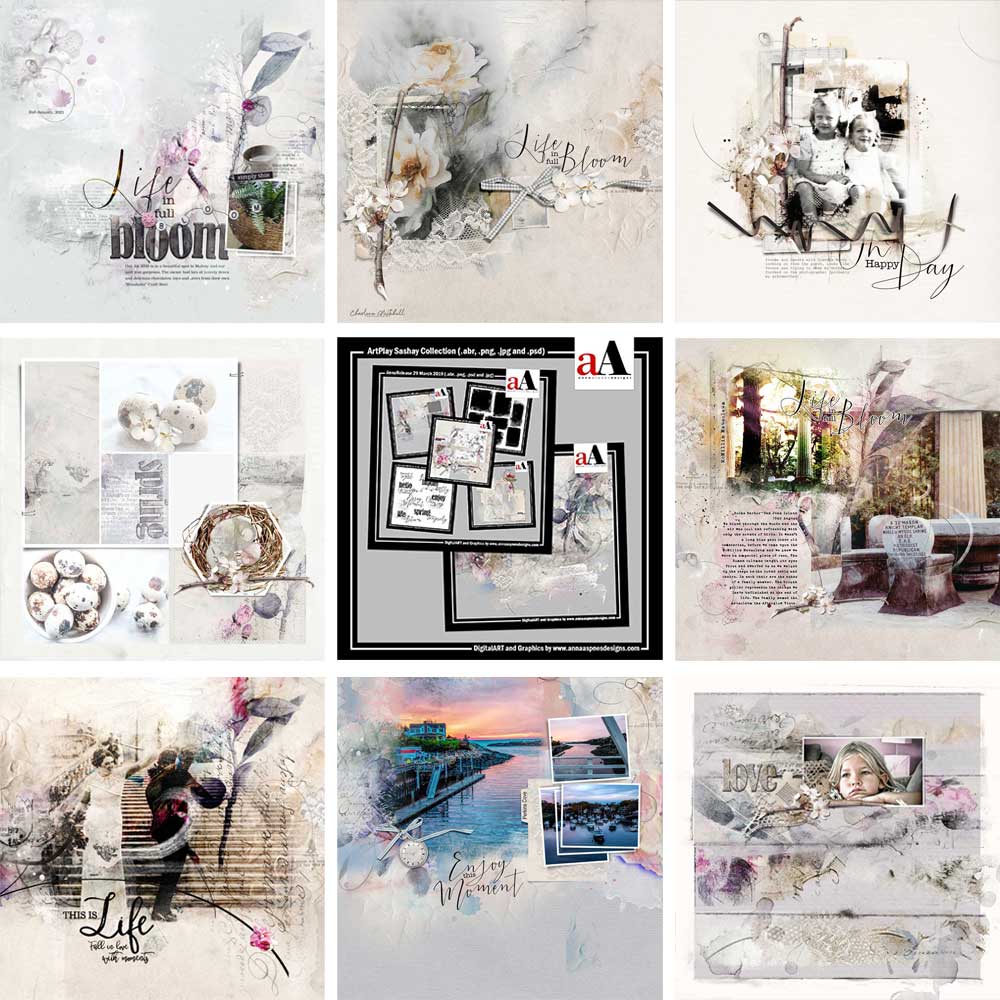 ArtPlay Sashay Collection Inspiration for Digital Scrapbooking and Photos Artistry by Anna Aspnes Designs