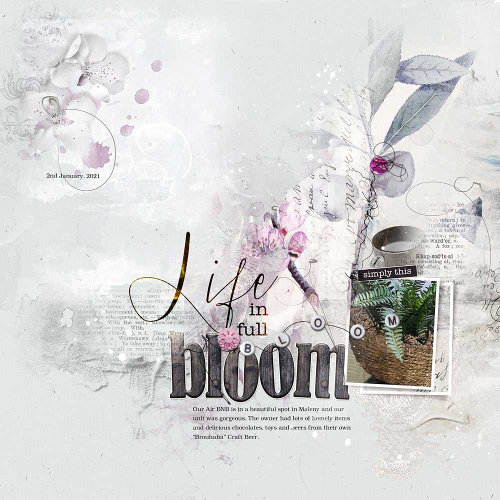 Anna Aspnes Designs ArtPlay Sashay Collection In Full Bloom Digital Scrapbook and Photo Artistry Page by Michelle James
