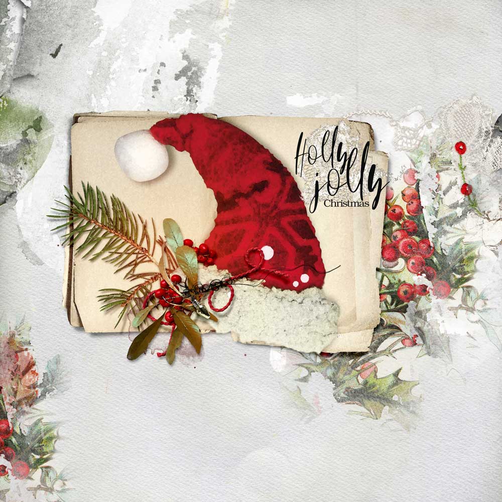 ArtPlay Kristtorn Collection Inspiration Holly Jolly Christmas Digital Scrapbook Page by Jerri Lantz