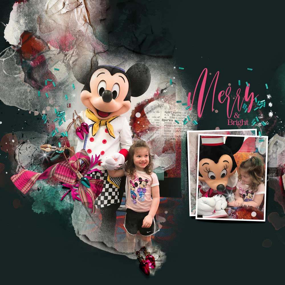 ArtPlay Tinselry Collection Inspiration Minnie and Micky Mouse Digital Scrapbook Page by Marnie Morgan