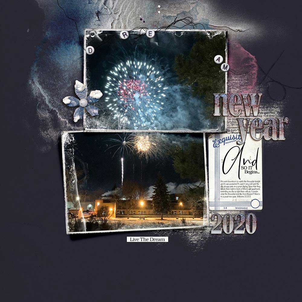 ArtPlay Halcyon Collection Inspiration Happy New Year Digital Scrapbook Page by Heather Prins