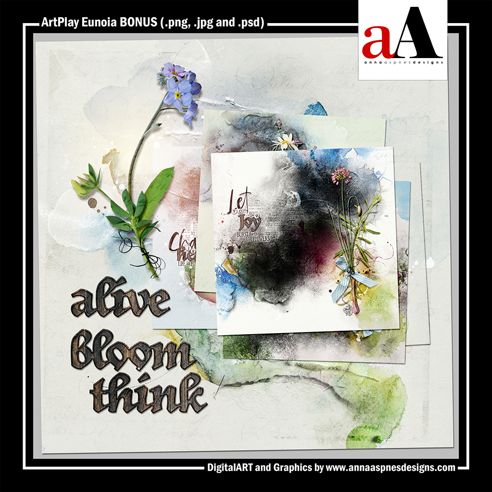 ArtPlay Eunoia Bonus digital art and assets by Anna Aspnes Designs for digital scrapbooking and photo artistry.