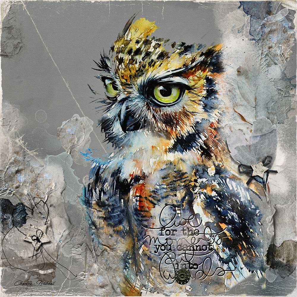 Artsy Evanescent Inspiration Owl Digital Scrapbooking Layout