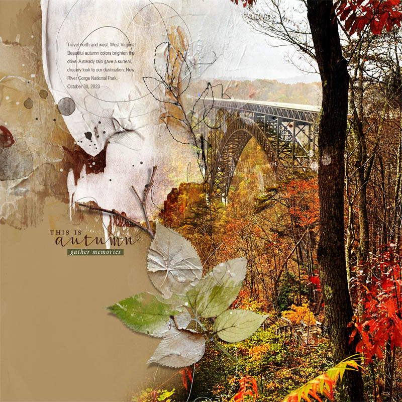 aA Inspired LIVE 6 November 2023 Class Digital Scrapbook Autumn Rust Page by Nancy Adams