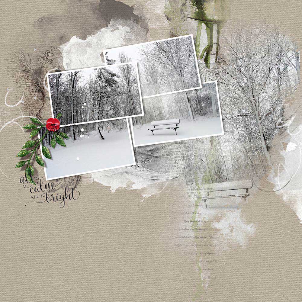 ArtPlay Garland Collection Inspiration All is Calm Digital Scrapbook Page by Barbara Houston