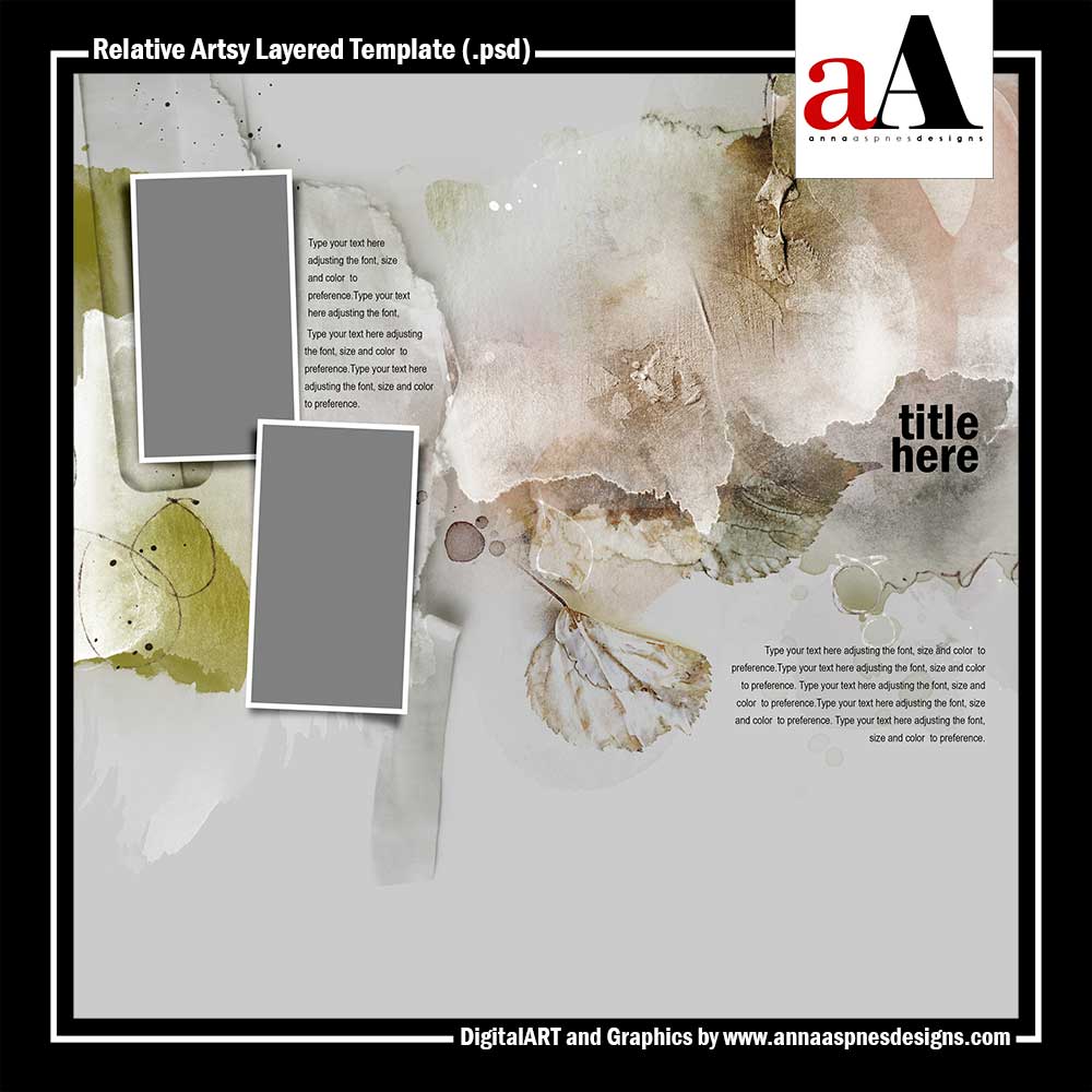 ArtPlay Relative Collection Artsy Layered Template Digital Scrapbook Product by Anna Aspnes Designs