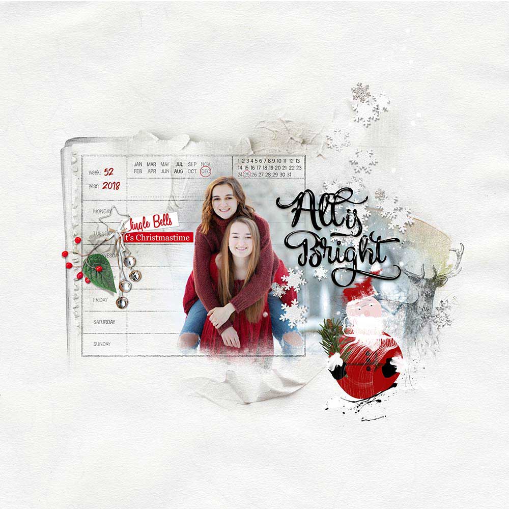 ArtPlay Silver Bells Collection Inspiration All Is Bright Digital Scrapbook Page by Barbara Houston
