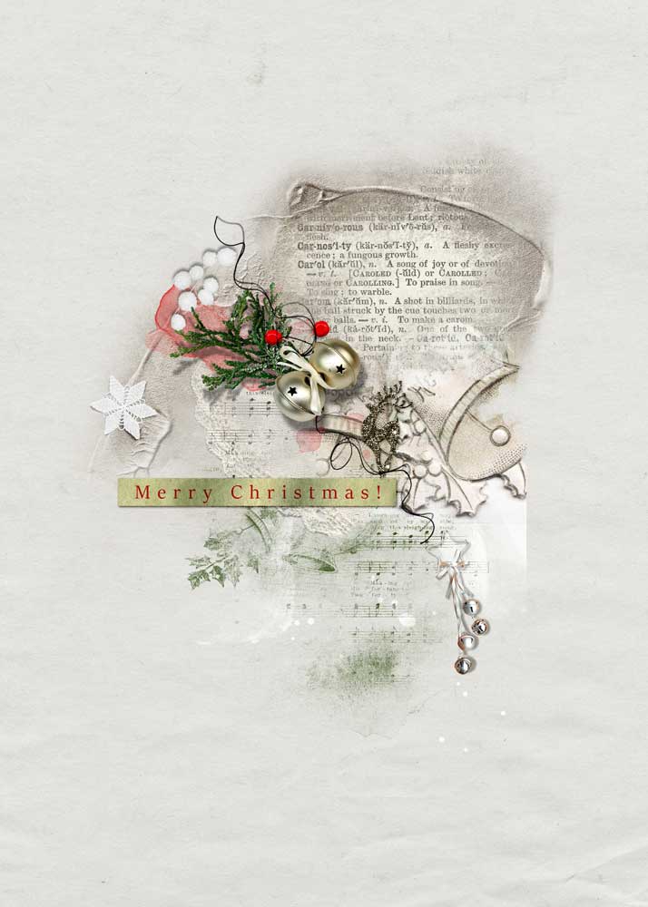 ArtPlay Silver Bells Collection Inspiration Merry Christmas Card Digital Scrapbook Page by Eszter Baranyi