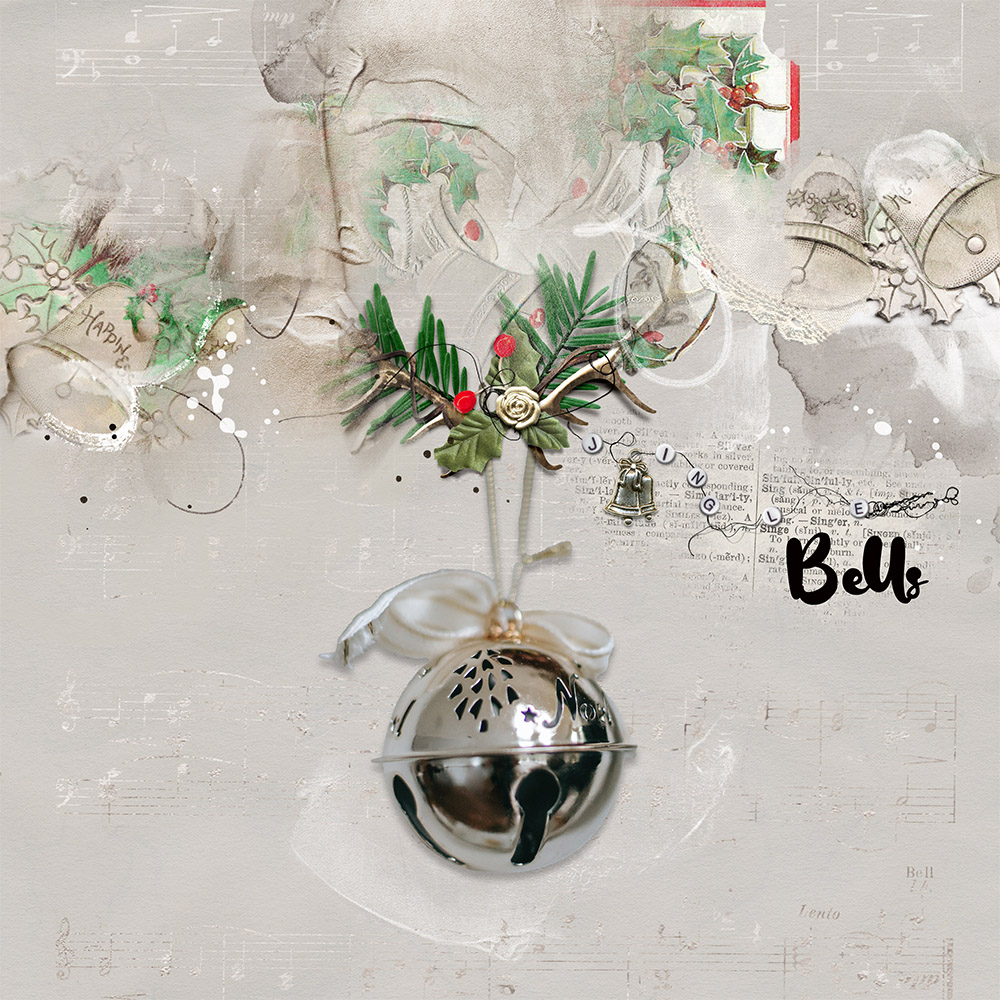 ArtPlay Silver Bells Collection Inspiration Bell Christmas Digital Scrapbook Page by Joan Robillard