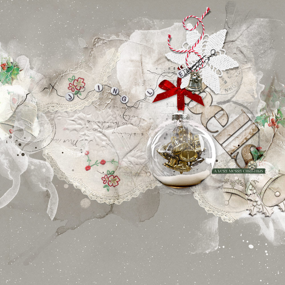 ArtPlay Silver Bells Collection Inspiration Merry Christmas Digital Scrapbook Page by Kathy Sacry