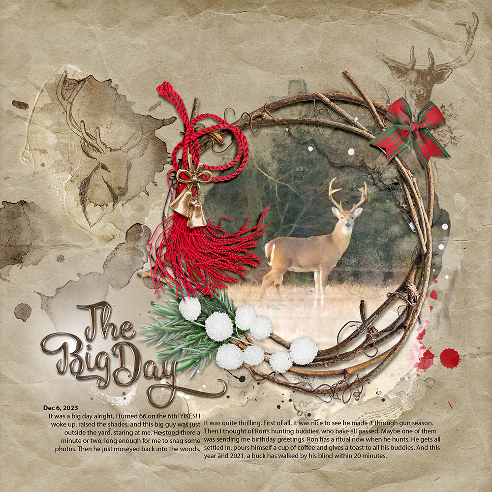 ArtPlay Silver Bells Collection Inspiration Big Buck Christmas Digital Scrapbook Page by Susan Lacy