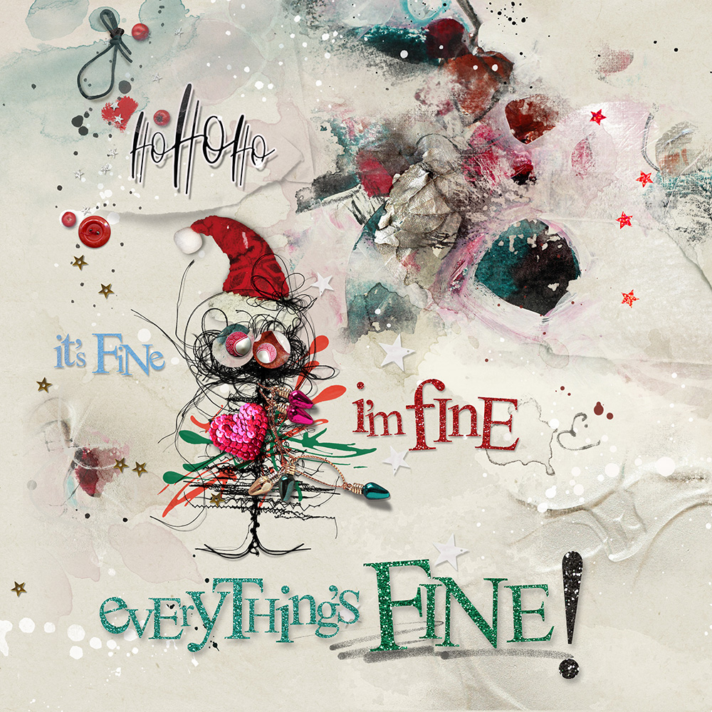 ArtPlay Tinselry Collection Inspiration Everything’s Fine Christmas Digital Scrapbook Page by Miki Krueger