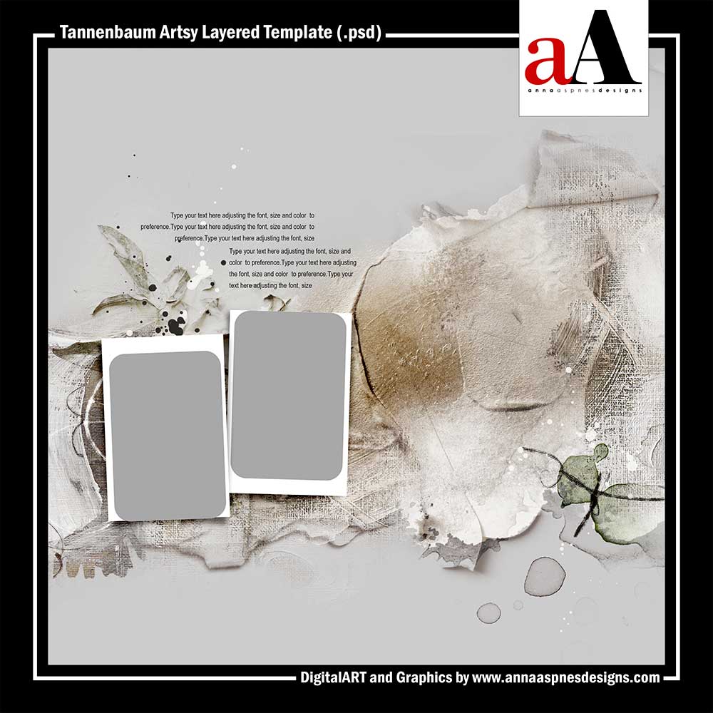 ArtPlay Tannenbaum Collection Artsy Layered Template Digital Scrapbook and Photo Artistry Graphics, Assets and Products by Anna Aspnes Designs