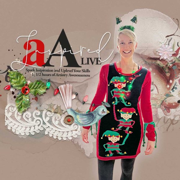 aA Inspired LIVE Digital Scrapbook Class Session Christmas Party 2023