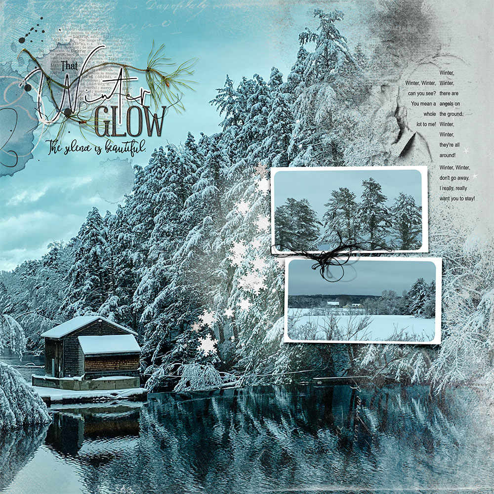 ArtPlay Glacial Collection Winter Glow Digital Scrapbook and Photo Artistry Page Inspiration by Joan Robillard