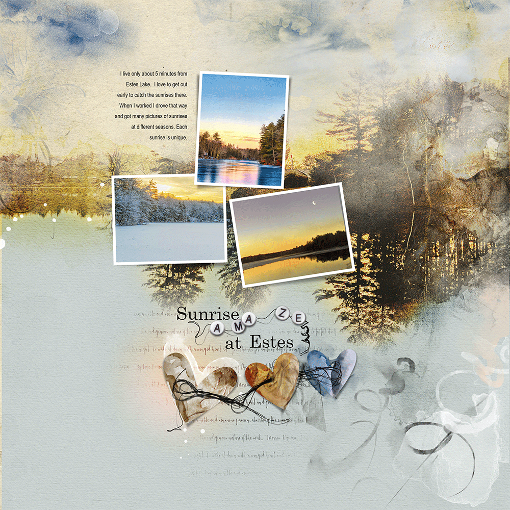 ArtPlay L’Amour Collection Sunrise Landscape Photography Digital Scrapbook and Photo Artistry page by Joan Robillard