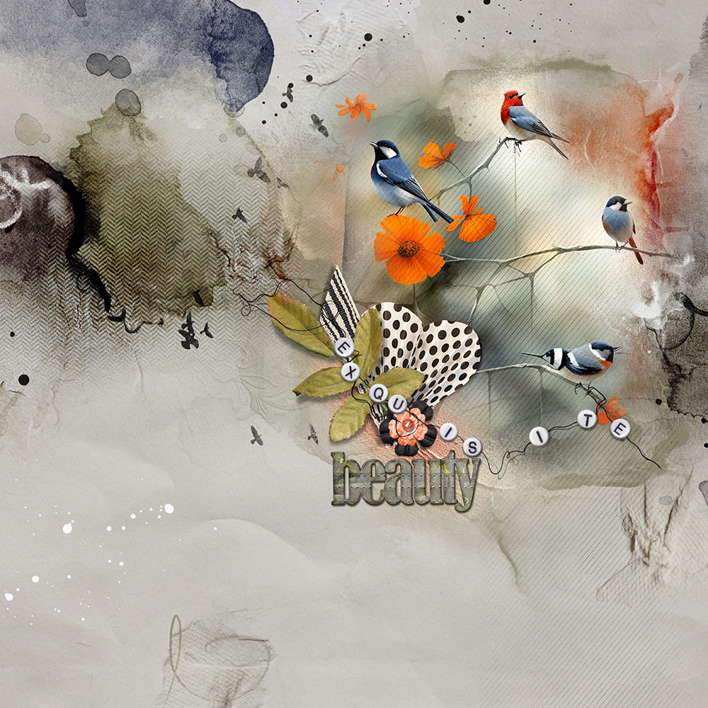 ArtPlay Anaphora Collection Beauty Birds Digital Scrapbook and Photo Artistry Page Inspiration by Susan Lacy
