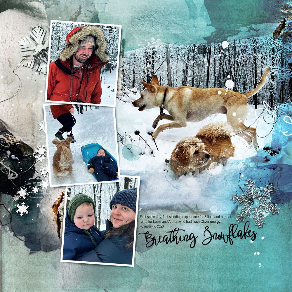 ArtPlay Glacial Collection First Snow Digital Scrapbook and Photo Artistry Page Inspiration by Laura Tringali Holmes