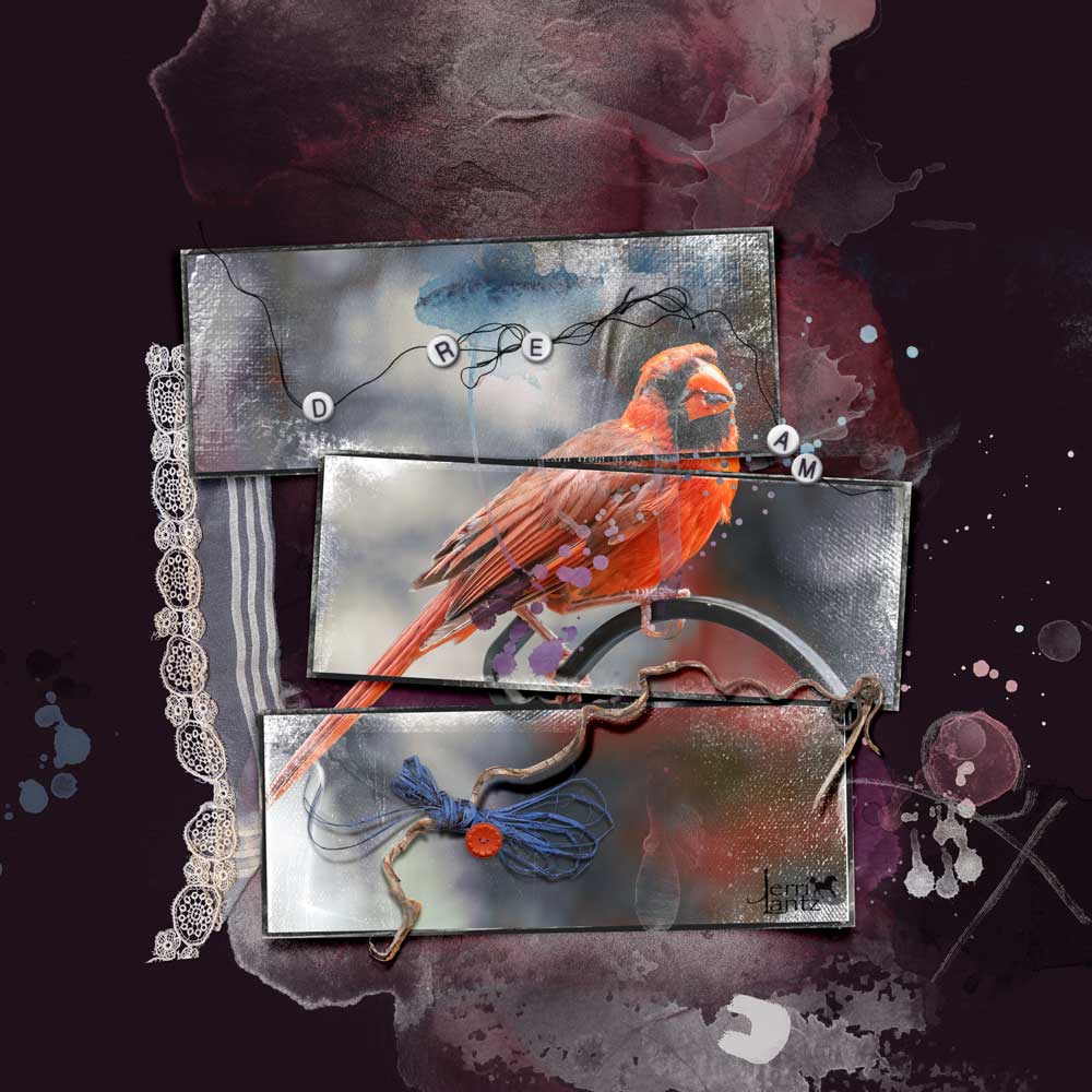 ArtPlay Halcyon Collection Inspiration Dream Bird Digital Scrapbook Page by Jerri Lantz