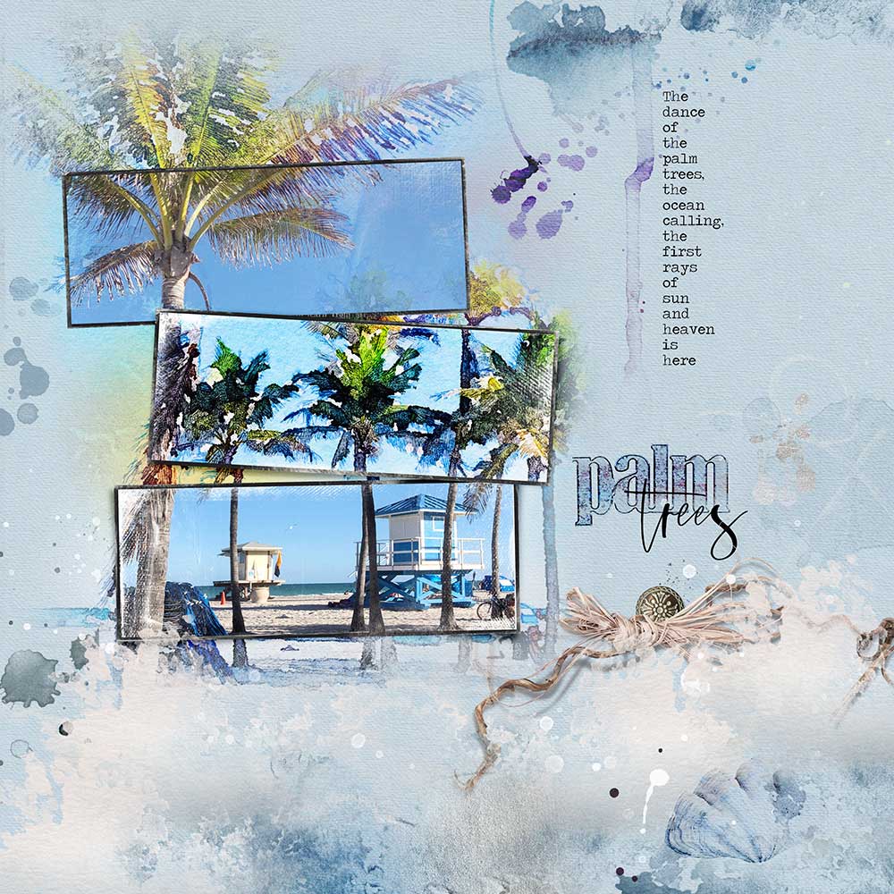 ArtPlay Halcyon Collection Inspiration Dancing with the Palms Digital Scrapbook Page by Miki Krueger