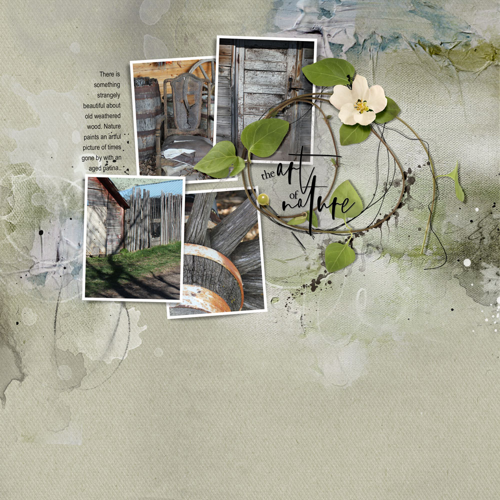 ArtPlay Heath Collection Old Wood Beauty Digital Scrapbook and Photo Artistry Page by Kim Pay