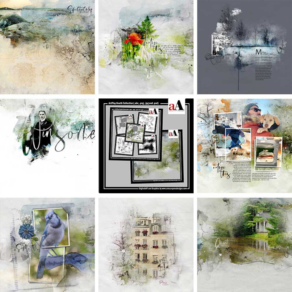 ArtPlay Heath Collection Digital Assets and Supplies Inspiration for Digital Scrapbooking, Photo Books and Artistry by Anna Aspnes Designs