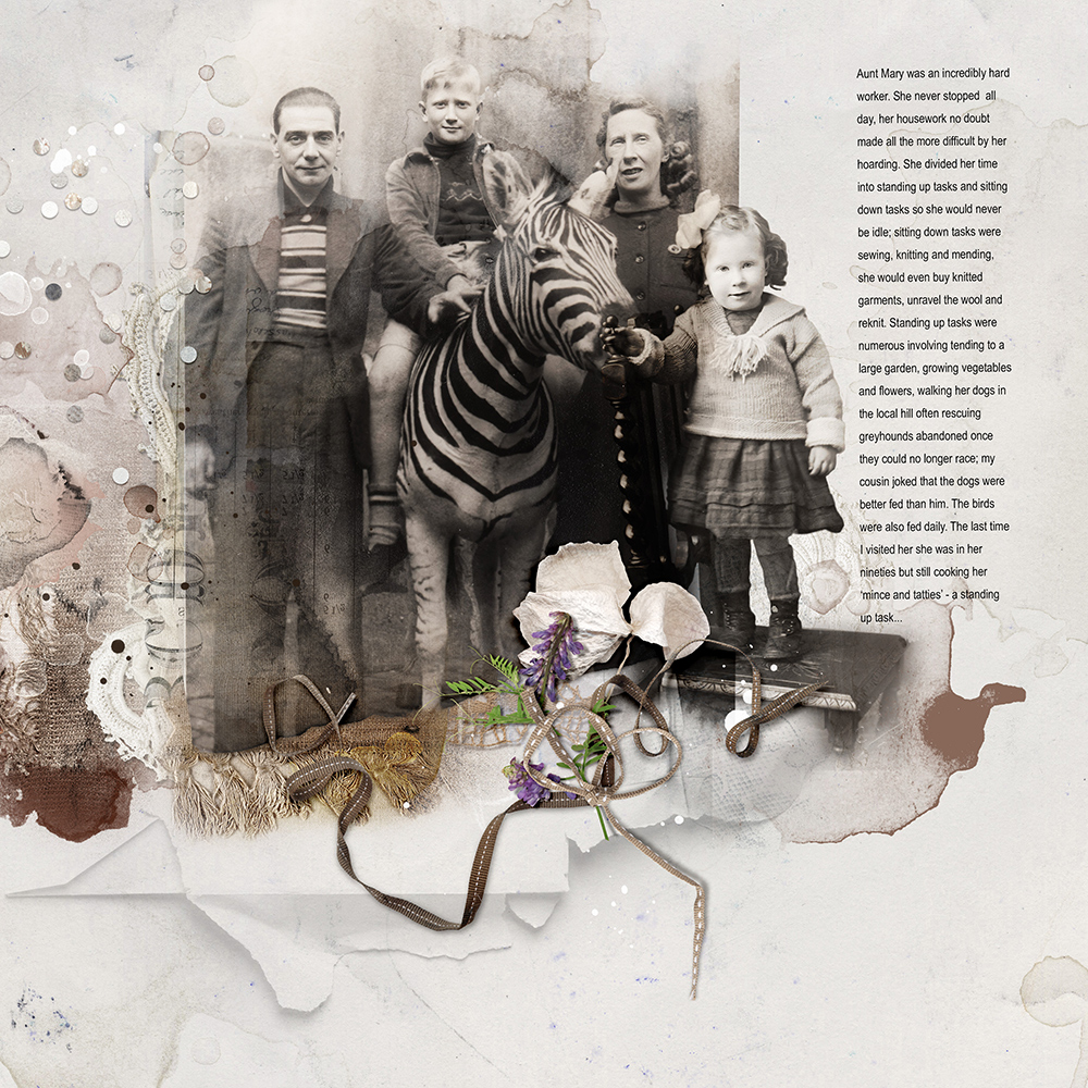 Anna Aspnes Designs ArtPlay Archives Collection Mary’s Tasks Heritage Family Digital Scrapbook and Photo Artistry Page Inspiration by Fiona Kinnear