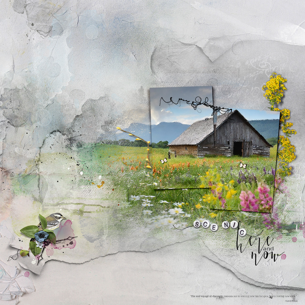Anna Aspnes Designs ArtPlay Scenic Collection Scenic Landscape Digital Scrapbook and Photo Artistry Page Inspiration by Pam Parmer