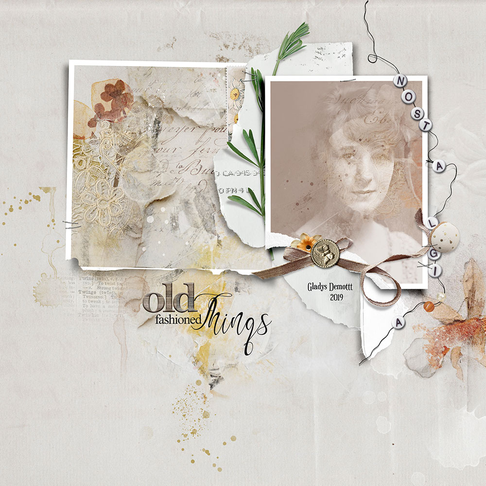 Anna Aspnes Designs ArtPlay Narcissus Collection Old Heritage Digital Scrapbook and Photo Artistry Page Inspiration by Viv Halliwell