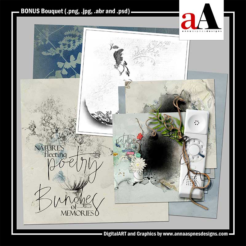 ArtPlay Bouquet BONUS Element Set for Digital Scrapbooking and Photo Artistry by Anna Aspnes Designs