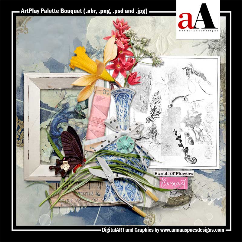 ArtPlay Palette Bouquet Digital Scrapbooking or Photo Artistry Kit by Anna Aspnes Designs
